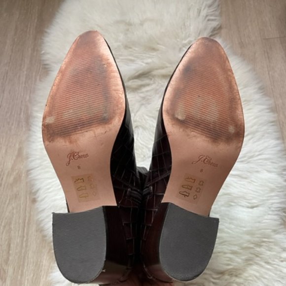 J. Crew Dark Brown Croc-Embossed Heeled Boots - Picture 4 of 4